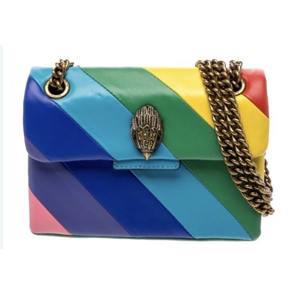 Kurt Geiger London Mini Kensington Bag Stripped Rainbow Eagle Chain Leather